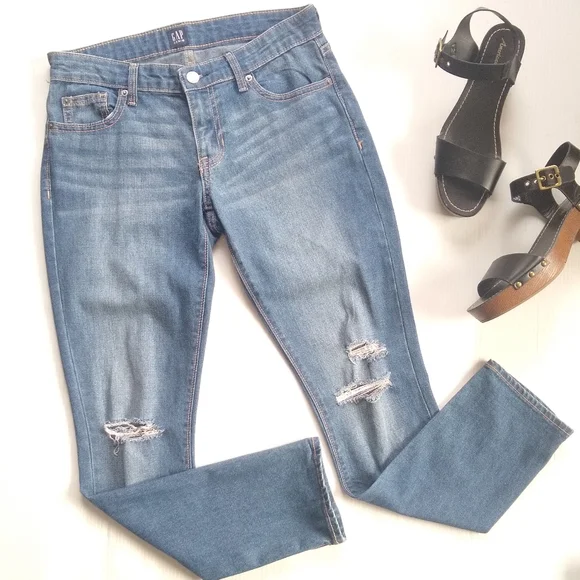 GAP distressed ripped blue denim skinny jeans - Picture 1 of 7